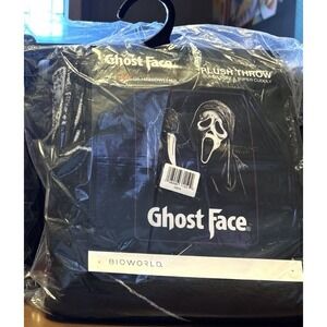 Ghost Face Scream Bioworld Plush Throw Blanket Black Horror Movie OSFA New